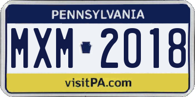PA license plate MXM2018