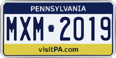 PA license plate MXM2019