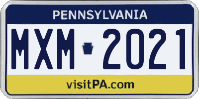 PA license plate MXM2021