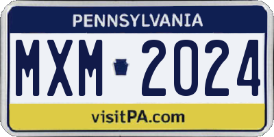 PA license plate MXM2024