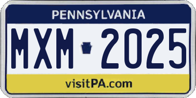 PA license plate MXM2025