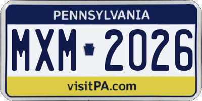 PA license plate MXM2026