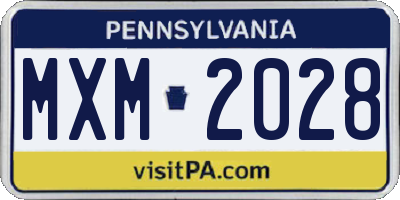 PA license plate MXM2028