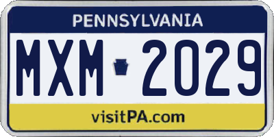 PA license plate MXM2029