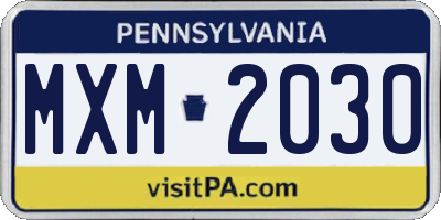 PA license plate MXM2030