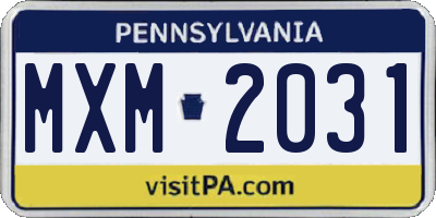 PA license plate MXM2031