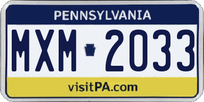 PA license plate MXM2033