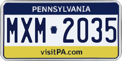 PA license plate MXM2035