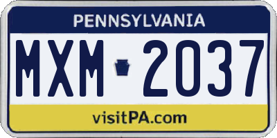 PA license plate MXM2037