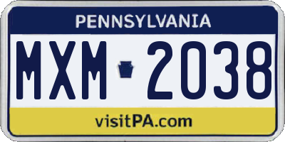 PA license plate MXM2038