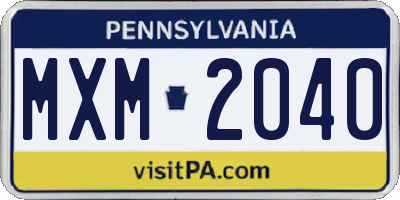 PA license plate MXM2040