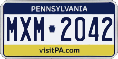 PA license plate MXM2042