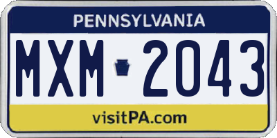 PA license plate MXM2043