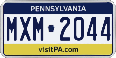 PA license plate MXM2044