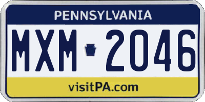 PA license plate MXM2046