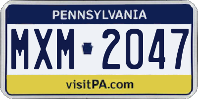 PA license plate MXM2047