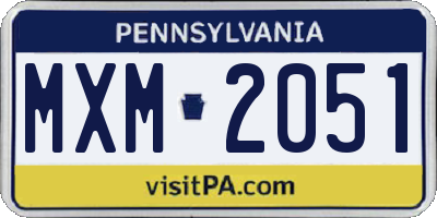 PA license plate MXM2051