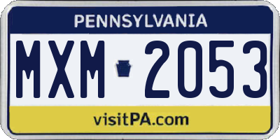 PA license plate MXM2053