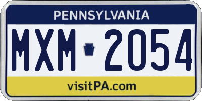 PA license plate MXM2054