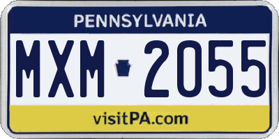 PA license plate MXM2055