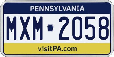 PA license plate MXM2058