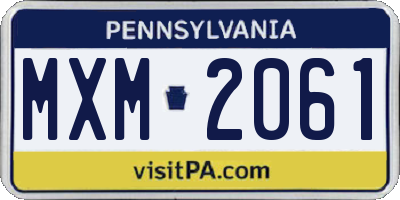 PA license plate MXM2061