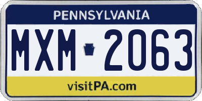 PA license plate MXM2063