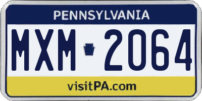 PA license plate MXM2064