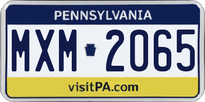 PA license plate MXM2065