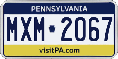 PA license plate MXM2067