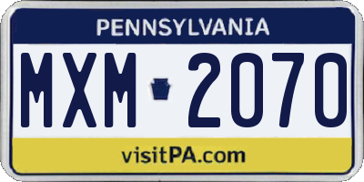 PA license plate MXM2070