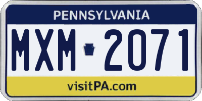 PA license plate MXM2071