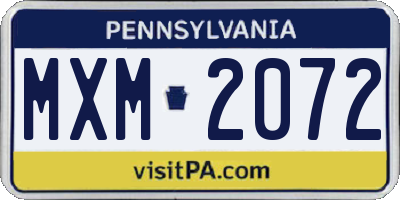 PA license plate MXM2072