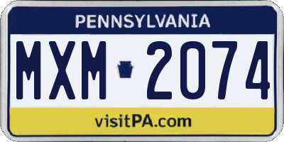 PA license plate MXM2074