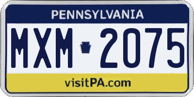 PA license plate MXM2075