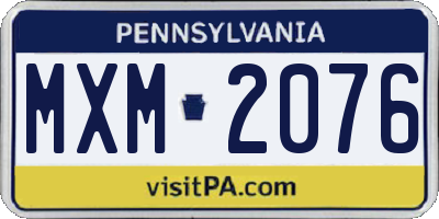PA license plate MXM2076