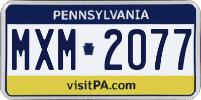 PA license plate MXM2077