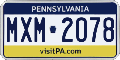 PA license plate MXM2078