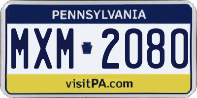 PA license plate MXM2080