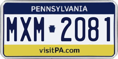 PA license plate MXM2081
