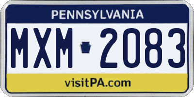 PA license plate MXM2083