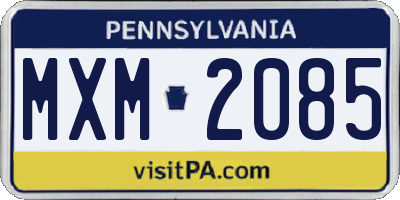 PA license plate MXM2085