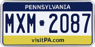 PA license plate MXM2087