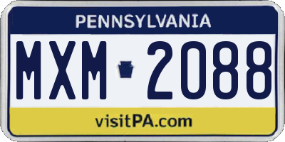 PA license plate MXM2088