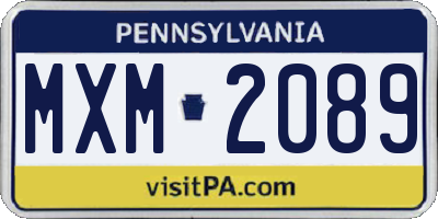 PA license plate MXM2089
