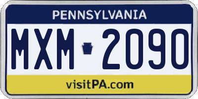 PA license plate MXM2090