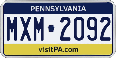 PA license plate MXM2092