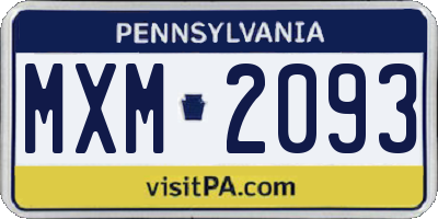 PA license plate MXM2093