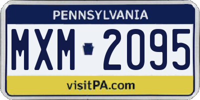 PA license plate MXM2095