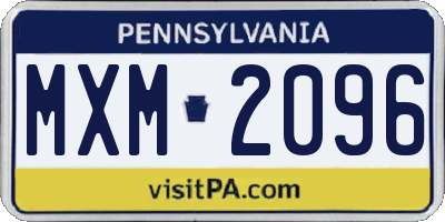 PA license plate MXM2096